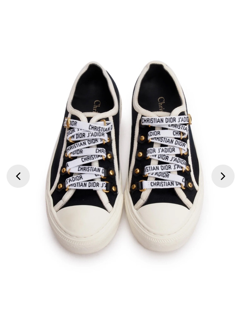 Dior Black Canvas Low-Top Sneakers with White Trim and Branded Laces